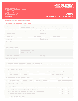 Middlesea Insurance Proposal Form