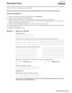 CCLA Charity Mandate Form