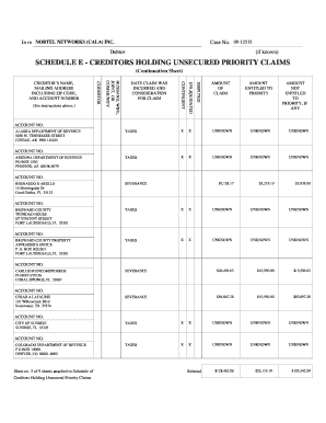 Schedule E - Creditors Holding Unsecured Priority Claims