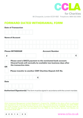 Forward Dated Withdrawal Form