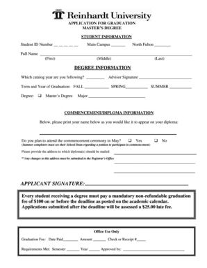 Master’s Degree Graduation Application