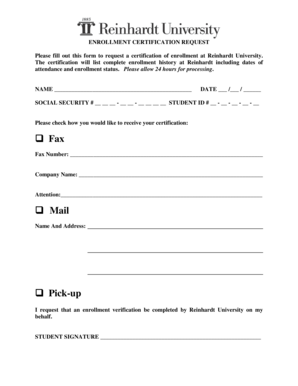 Enrollment Certification Request Form