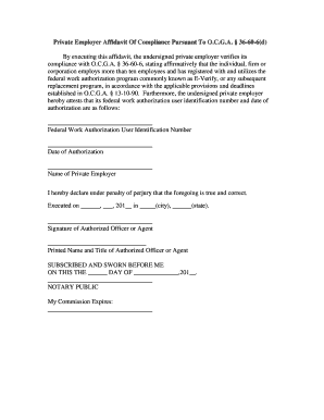 Private Employer Affidavit Of Compliance