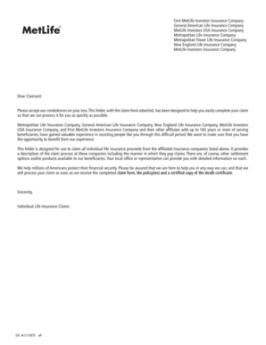 MetLife Life Insurance Claim Form