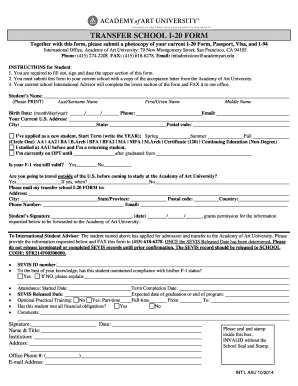 Transfer School I-20 Form