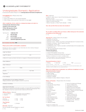 Academy of Art University Undergraduate Application