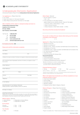 Academy of Art University Undergraduate Application