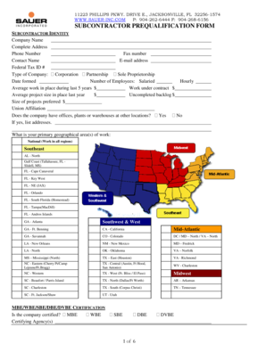 Subcontractor Prequalification Form
