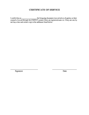 Certificate of Service
