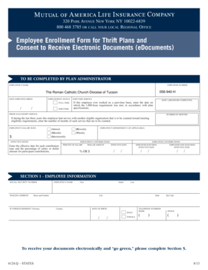 Employee Enrollment Form for Thrift Plans