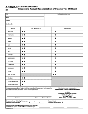 Arkansas Employer’s Annual Reconciliation of Income Tax Withheld