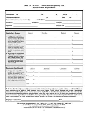 City of Tacoma Flexible Benefits Reimbursement Request Form