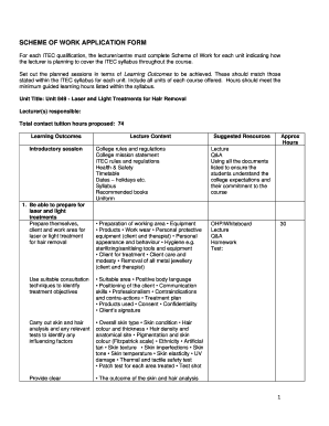 ITEC Scheme of Work Application Form