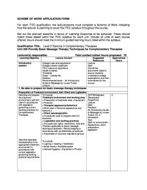 ITEC Scheme of Work Application Form