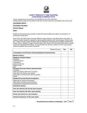 Level 3 Diploma in Yoga Teaching Case Study Guidance Form