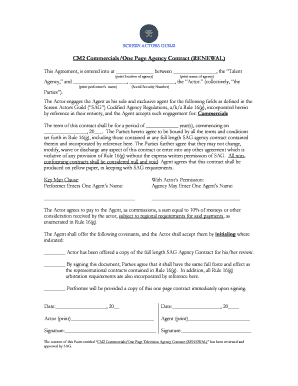 SAG CM2 Commercials Agency Contract Renewal