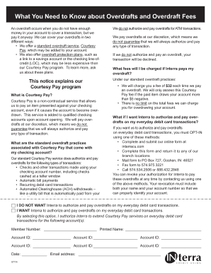 Overdraft Notice and Opt-In Form