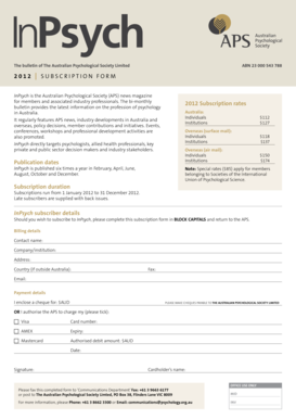 InPsych Subscription Form