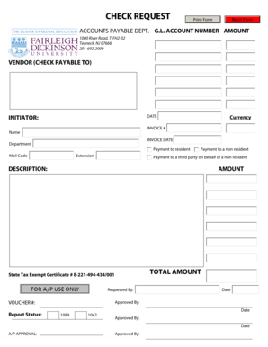 Accounts Payable Check Request Form