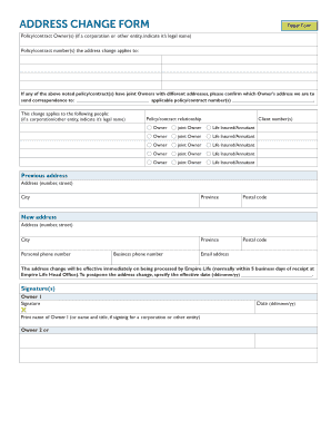 Empire Life Address Change Form