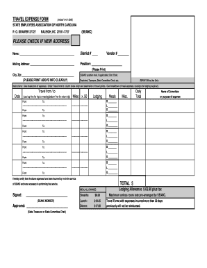 State Employee Travel Expense Form