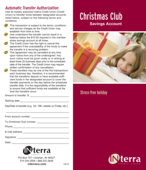 Interra Credit Union Automatic Transfer Authorization