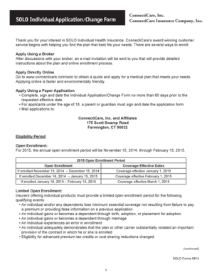 ConnectiCare SOLO Individual Application Form