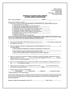 ConnectiCare Alcohol & Drug Questionnaire