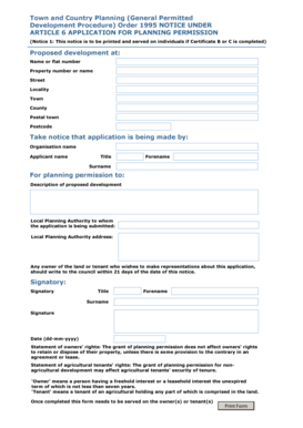 UK Planning Permission Application Notice
