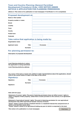 UK Planning Permission Application Notice