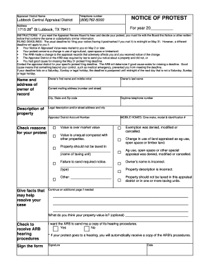 Texas Notice of Protest