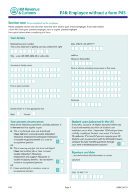 UK P46 Employee Tax Form