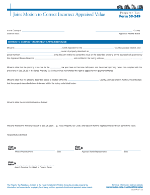 Joint Motion to Correct Incorrect Appraised Value