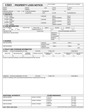 CSIO Property Loss Notice
