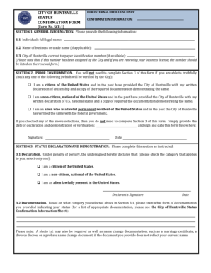 City of Huntsville Confirmation Form