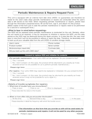Periodic Maintenance & Repairs Request Form