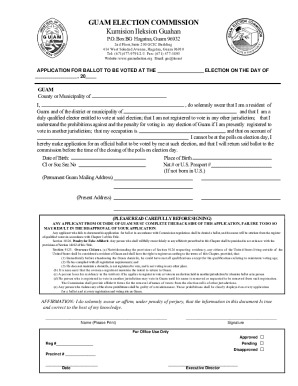 Guam Absentee Ballot Application