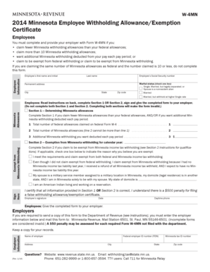 Minnesota Employee Withholding Allowance/Exemption Certificate