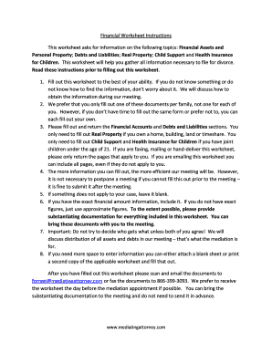 Divorce Financial Worksheet