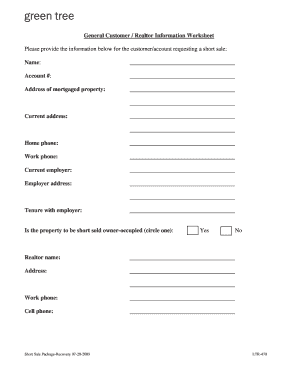 Short Sale Application Form