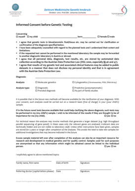 Informed Consent for Genetic Testing