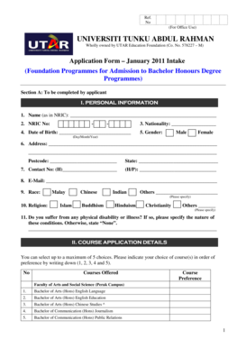 UTAR Foundation Program Application Form