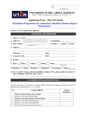 UTAR Foundation Program Application Form