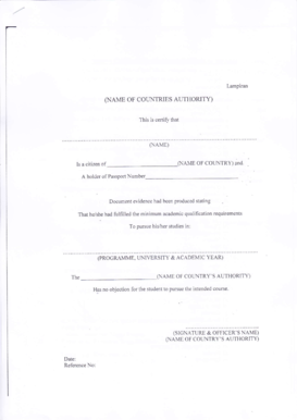 Student Study Authorization Letter