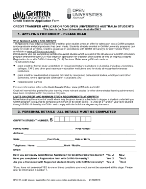 Credit Transfer Application Form