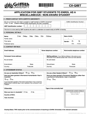 Application for QIBT students to enrol as a miscellaneous non ... - griffith edu