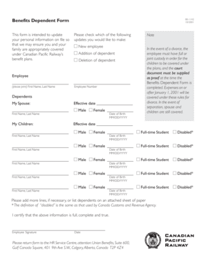 Benefits Dependent Form 00-1142