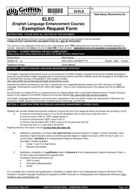 Griffith University ELEC Exemption Request Form