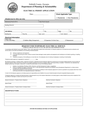 DeKalb County Electrical Permit Application