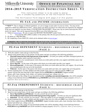2014-2015 Verification Form